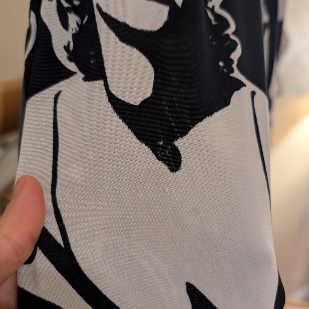 Marilyn Monroe Graphic Print Midi Tie Neck Dress M L Black White Pop Art Stretch - Picture 9 of 11